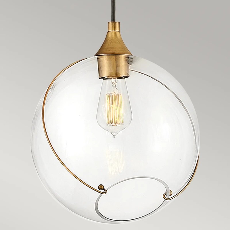 LAMPA WISZĄCA Skye z jednym źródłem światła, szklany kulisty klosz z metalowym, mosiężnym akcentem, nowoczesny styl, wyjątkowa