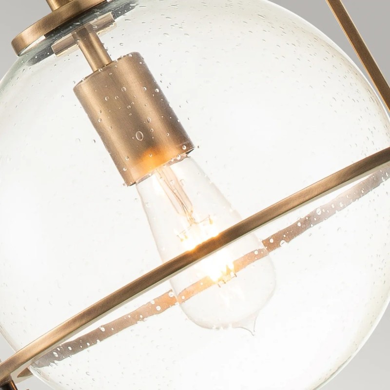 LAMPA WISZĄCA Somerset mosiężna z jednym źródłem światła, szklany kulisty klosz, klasyczny styl, transparentny, premium