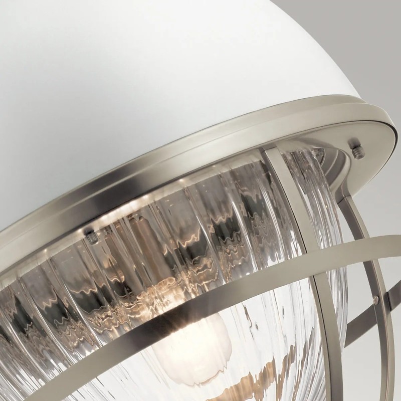 LAMPA WISZĄCA Tollis z 1 źródłem światła, wykończenie w szczotkowanym niklu, kulisty szklany klosz, nowoczesny, premium