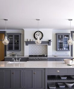 LAMPA WISZĄCA Triocent jednopunktowa, niklowany stelaż, szklany klosz z drobnymi pęcherzykami powietrza, industrialny styl, do kuchni