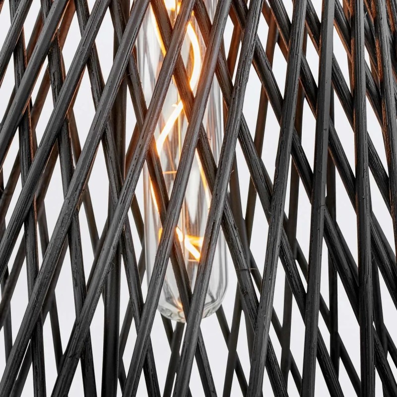 LAMPA WISZĄCA Twyla jednopunktowa, czarna, ręcznie tkany klosz z naturalnych traw, nowoczesny, piękna