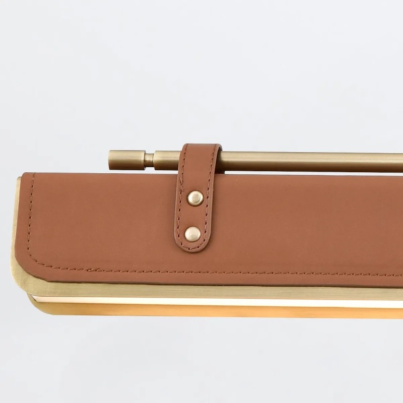 LAMPA WISZĄCA Valise zainspirowana kufrem podróżnym, wykończenie w vintage mosiądzu, skóra koniakowa, klasyczny styl, piękna