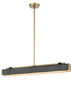 LAMPA WISZĄCA Valise zainspirowana kufrem podróżnym, wykończenie w vintage mosiądzu, skóra smokingowa, klasyczny styl