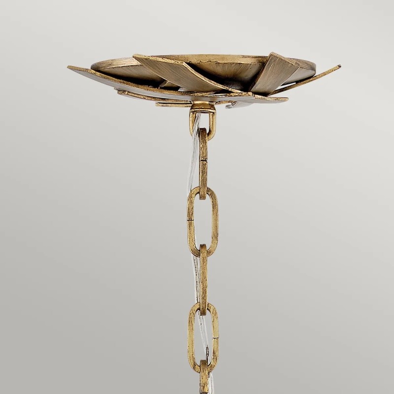 LAMPA WISZĄCA Vida duża z 13 źródłami światła, metalowo-kryształowa oprawa, wykończenie w oksydowanym złocie, klasyczny design, ekskluzywna