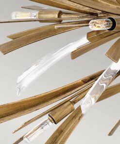 LAMPA WISZĄCA Vida duża z 13 źródłami światła, metalowo-kryształowa oprawa, wykończenie w oksydowanym złocie, klasyczny design, piękna