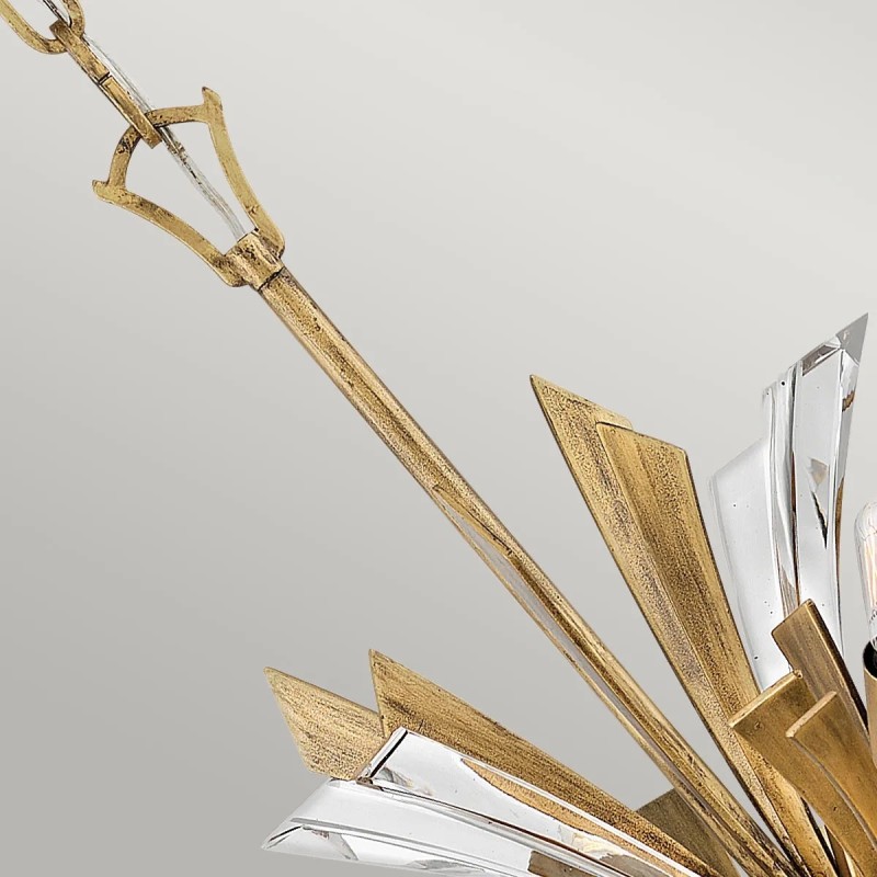 LAMPA WISZĄCA Vida duża z 13 źródłami światła, metalowo-kryształowa oprawa, wykończenie w oksydowanym złocie, klasyczny design, premium