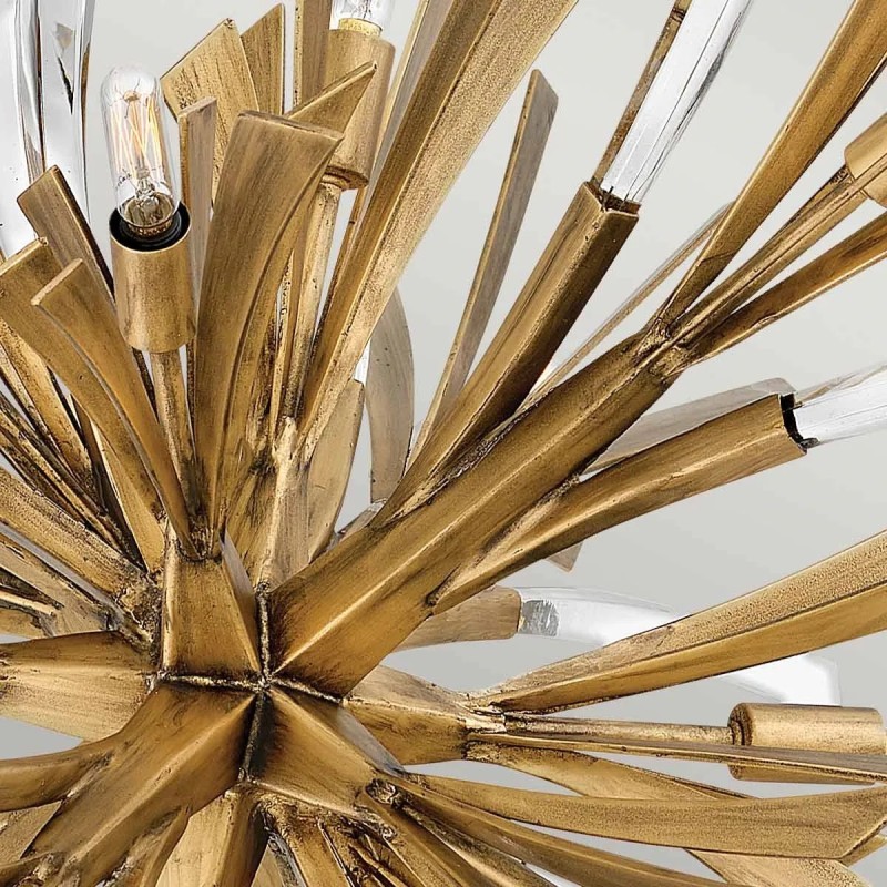 LAMPA WISZĄCA Vida duża z 13 źródłami światła, metalowo-kryształowa oprawa, wykończenie w oksydowanym złocie, klasyczny design, wyjątkowa