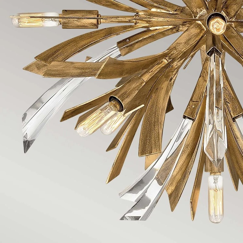 LAMPA WISZĄCA Vida mała z 13 źródłami światła, metalowo-kryształowa oprawa, wykończenie w oksydowanym złocie, klasyczny design, piękna