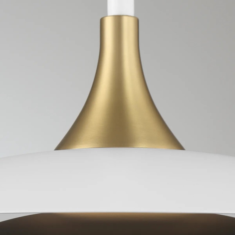 LAMPA WISZĄCA Welsh okrągła, matowe białe szkło z złotymi, metalowymi elementami, nowoczesny styl, ekskluzywna