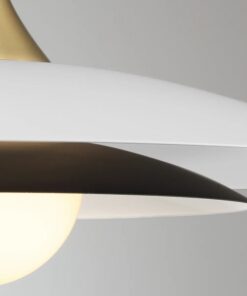 LAMPA WISZĄCA Welsh okrągła, matowe białe szkło z złotymi, metalowymi elementami, nowoczesny styl, piękna