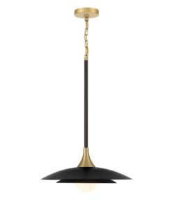 LAMPA WISZĄCA Welsh okrągła, matowe czarne szkło z złotymi, metalowymi elementami, nowoczesny styl