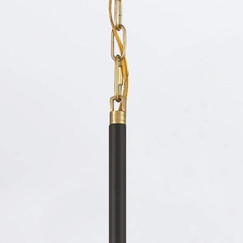 LAMPA WISZĄCA Welsh okrągła, matowe czarne szkło z złotymi, metalowymi elementami, nowoczesny styl, wyjątkowa