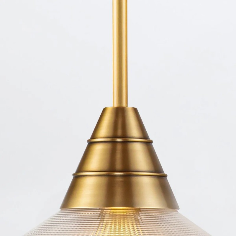 LAMPA WISZĄCA Willard z 1 źródłem światła, metalowy stelaż, szklany klosz w formie stożka, klasyczny styl, mosiężna, premium
