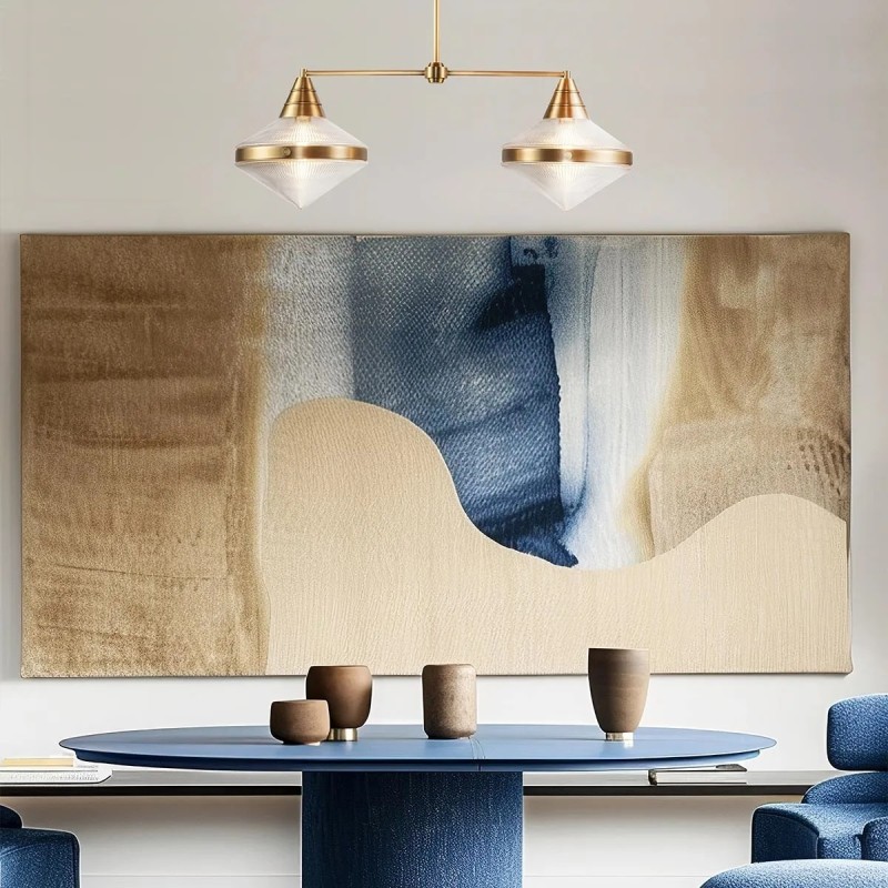 LAMPA WISZĄCA Willard z 2 źródłami światła, metalowy stelaż, szklany klosz w formie stożka, klasyczny styl, do salonu