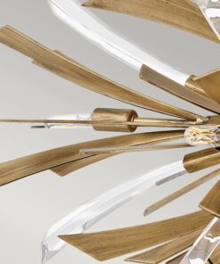 LAMPA WYSPOWA Vida z 13 źródłami światła, metalowo-kryształowa oprawa, wykończenie w oksydowanym złocie, klasyczny design, piękna