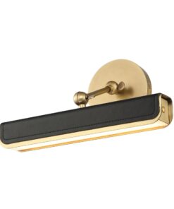 OBRAZÓWKA KINKIET Valise zainspirowana kufrem podróżnym, wykończenie w vintage mosiądzu, skóra smokingowa, klasyczny styl, mała