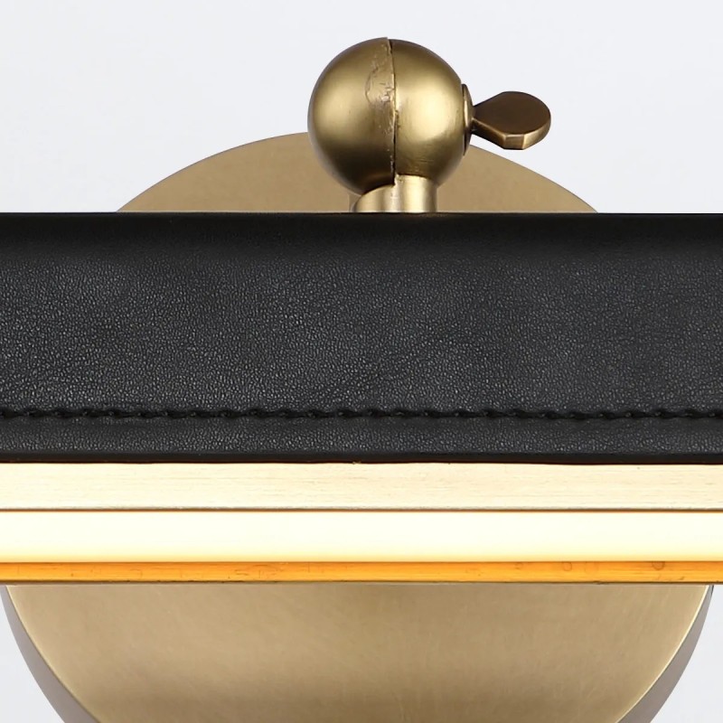 OBRAZÓWKA KINKIET Valise zainspirowana kufrem podróżnym, wykończenie w vintage mosiądzu, skóra smokingowa, klasyczny styl, mała, ekskluzywna