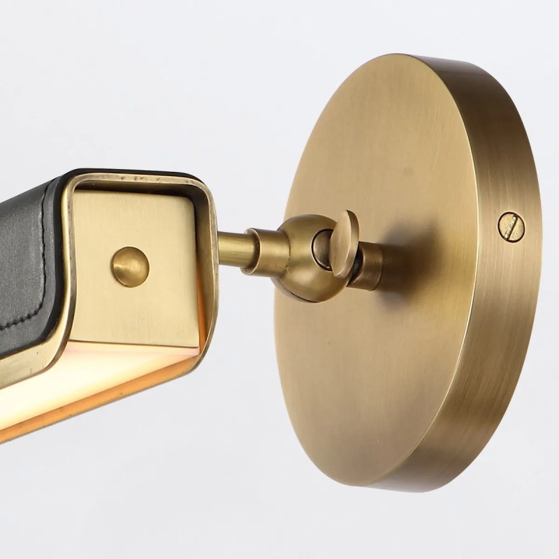 OBRAZÓWKA KINKIET Valise zainspirowana kufrem podróżnym, wykończenie w vintage mosiądzu, skóra smokingowa, klasyczny styl, mała, premium