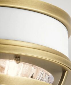 PLAFON Tollis z 2 źródłami światła, wykończenie w naturalnym mosiądzu, kulisty szklany klosz, nowoczesny, piękny