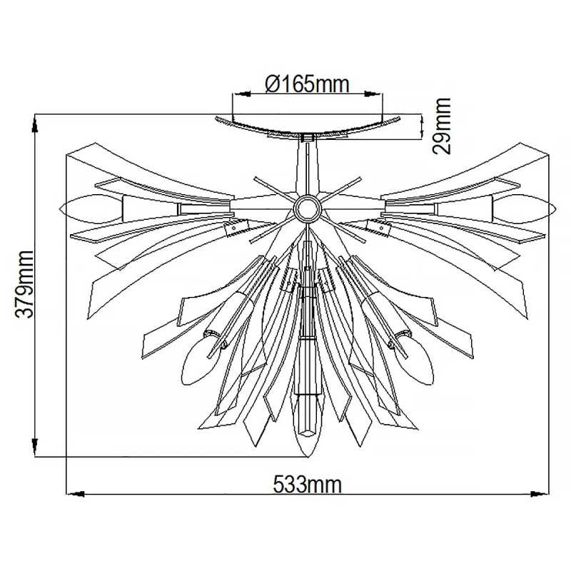 PLAFON Vida z 9 źródłami światła, metalowo-kryształowa oprawa, wykończenie w oksydowanym złocie, klasyczny design, wymiary