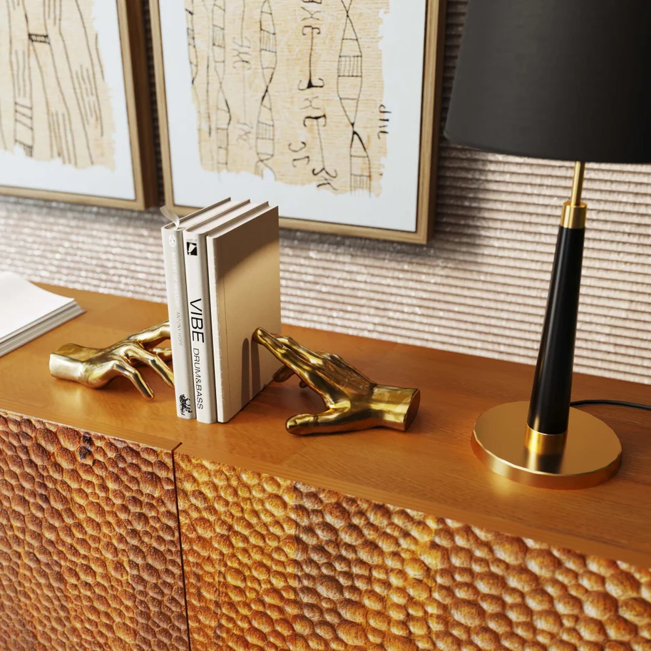 PODPÓRKA NA KSIĄŻKI Fingers w formie złotych dłoni z uniesionymi palcami, nowoczesny styl, premium