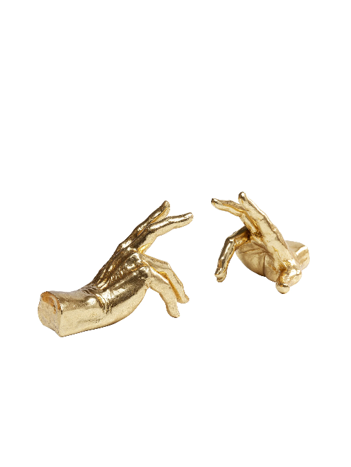 PODPÓRKA NA KSIĄŻKI Fingers w formie złotych dłoni z uniesionymi palcami, nowoczesny styl, wyjątkowa