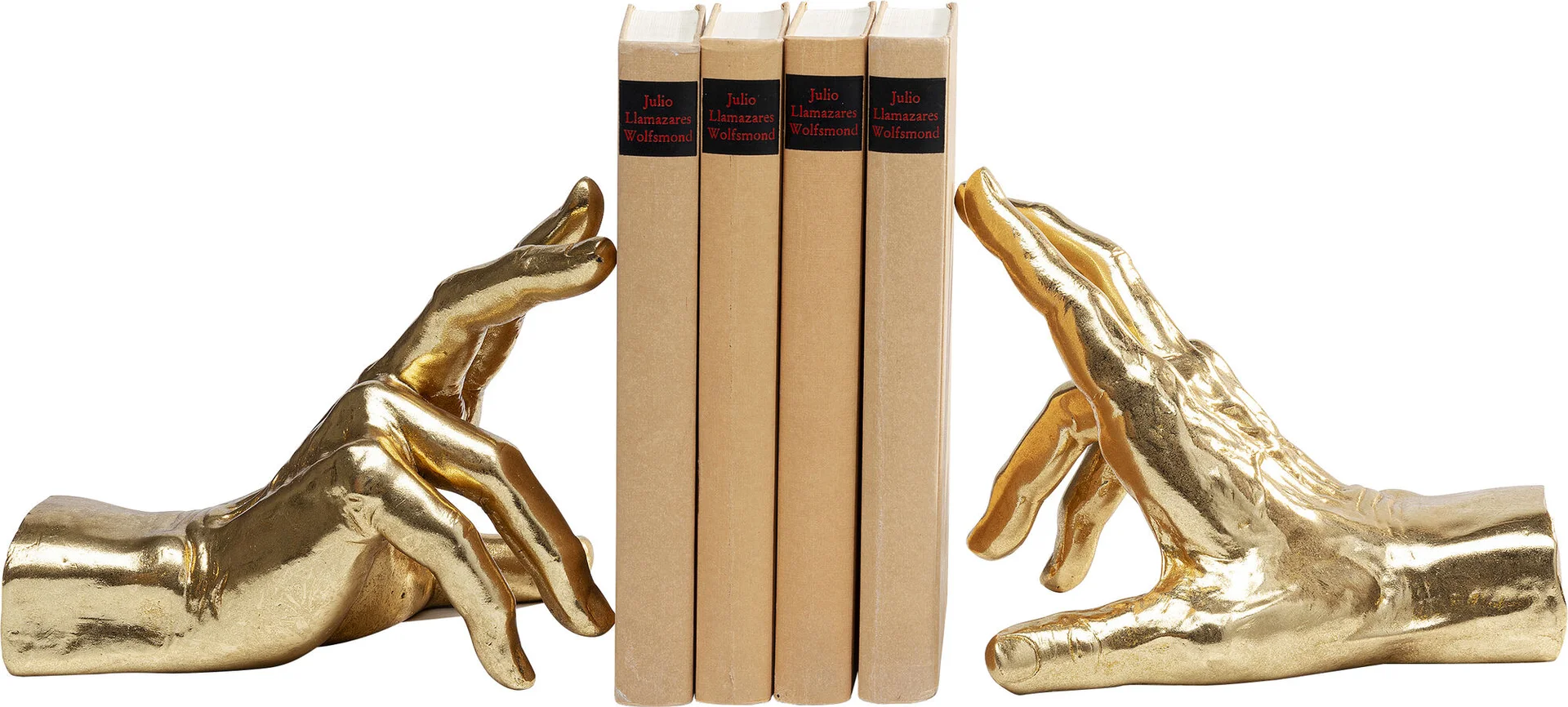 PODPÓRKA NA KSIĄŻKI Fingers w formie złotych dłoni z uniesionymi palcami, nowoczesny styl