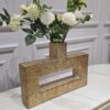 WAZON DEKORACYJNY złoty, ceramiczny, prostokątny z dziurą po środku, wyjątkowa faktura, nowoczesny styl