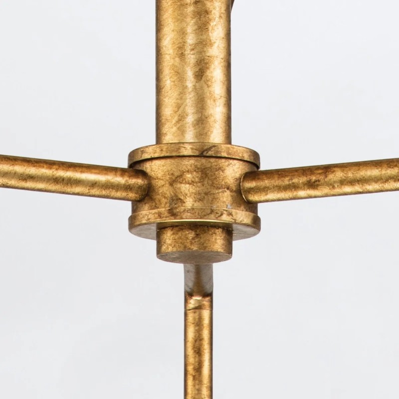 ŻYRANDOL Sawgrass okrągły, wykończony w luksusowym, płatkowanym złocie, mleczne klosze, klasyczna forma, trzy źródła, ekskluzywny