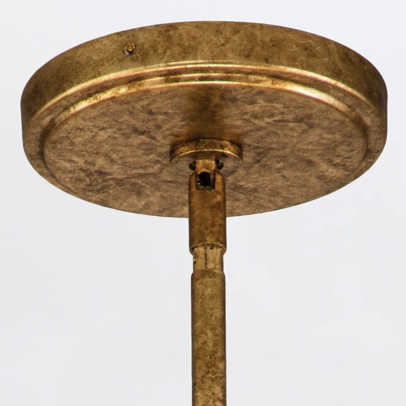 ŻYRANDOL Sawgrass okrągły, wykończony w luksusowym, płatkowanym złocie, mleczne klosze, klasyczna forma, trzy źródła, premium