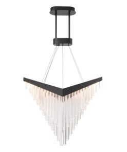 ŻYRANDOL VIVIEN w kształcie litery V, z matowo czarnym detalem i akrylowymi rurkami, nowoczesny design