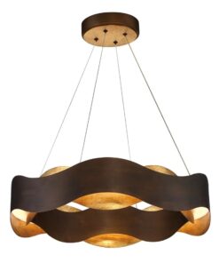 ŻYRANDOL Vaughan o delikatnie falującym kształcie, brązowo-złoty, nowoczesny styl, średni