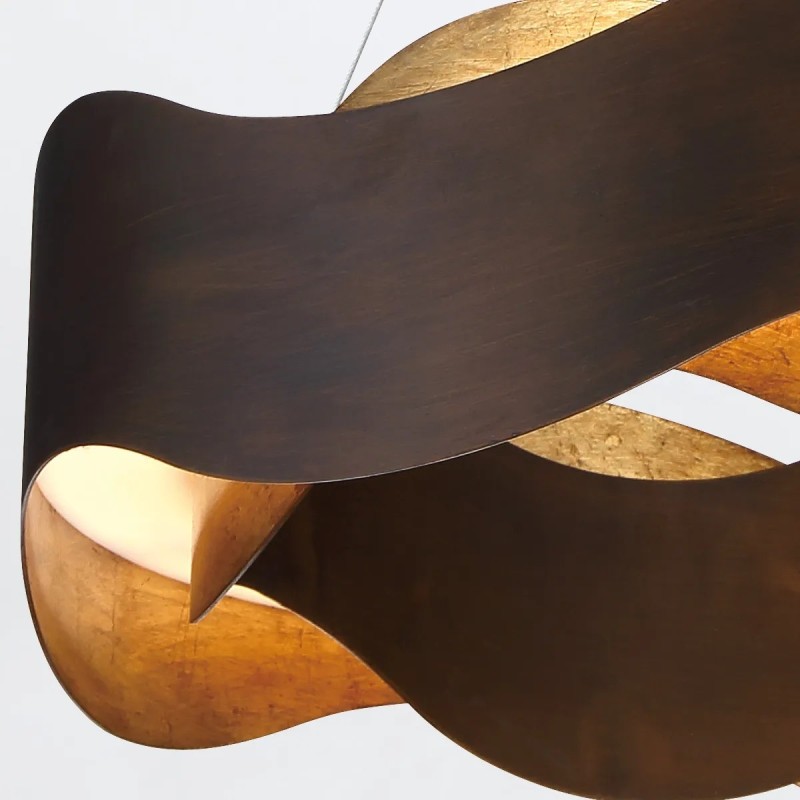 ŻYRANDOL Vaughan o delikatnie falującym kształcie, brązowo-złoty, nowoczesny styl, średni, ekskluzywny