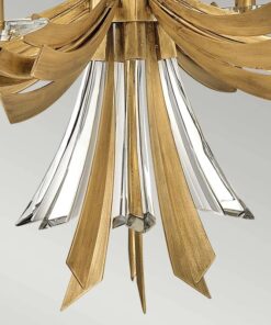 ŻYRANDOL Vida z 6 źródłami światła, metalowo-kryształowa oprawa, wykończenie w oksydowanym złocie, klasyczny design, ekskluzywny