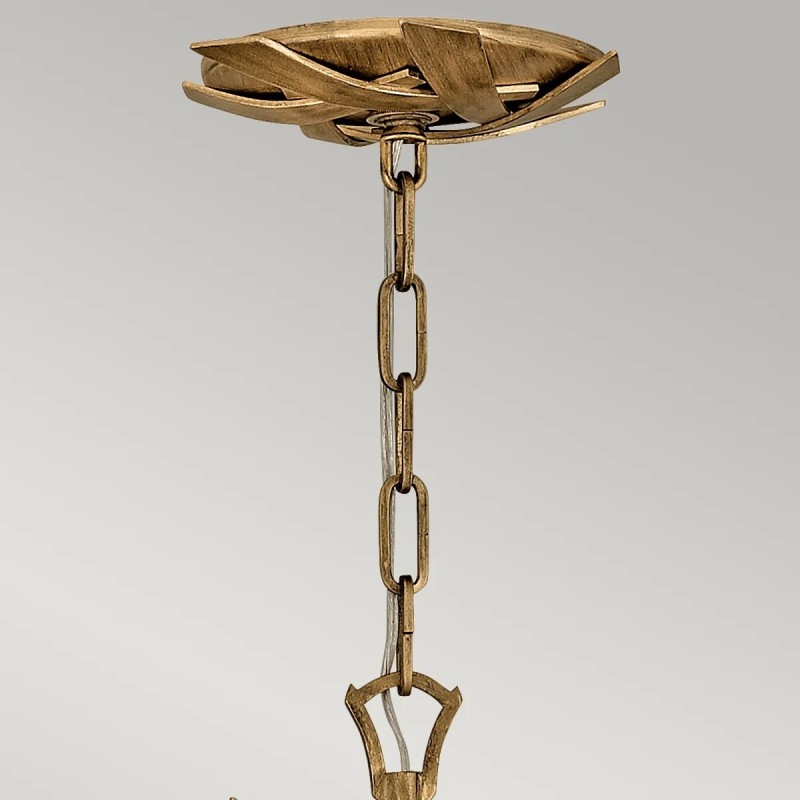 ŻYRANDOL Vida z 6 źródłami światła, metalowo-kryształowa oprawa, wykończenie w oksydowanym złocie, klasyczny design, piękny