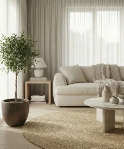 DONICA ceramiczna z efektem kamienia, mrozoodporna, okrągła, zwężana ku dołowi, brązowa, nowoczesny styl, piękna