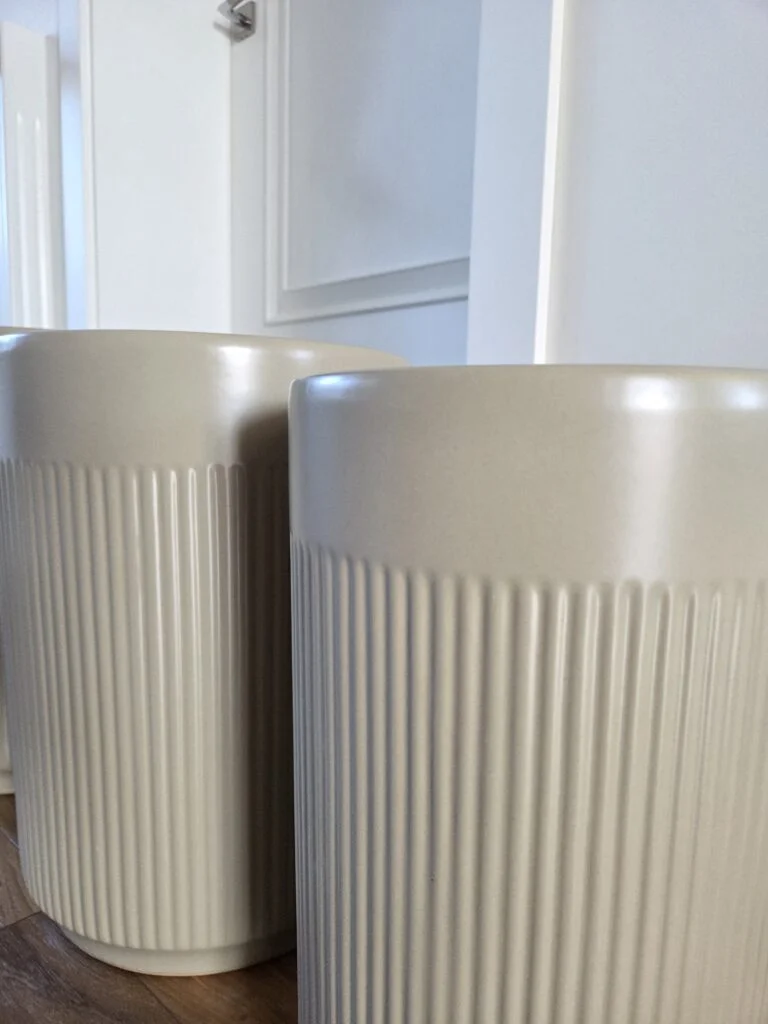 DONICE ceramiczne ryflowane, okrągłe, kaszmirowe, zestaw 3 sztuk, nowoczesne, do domu