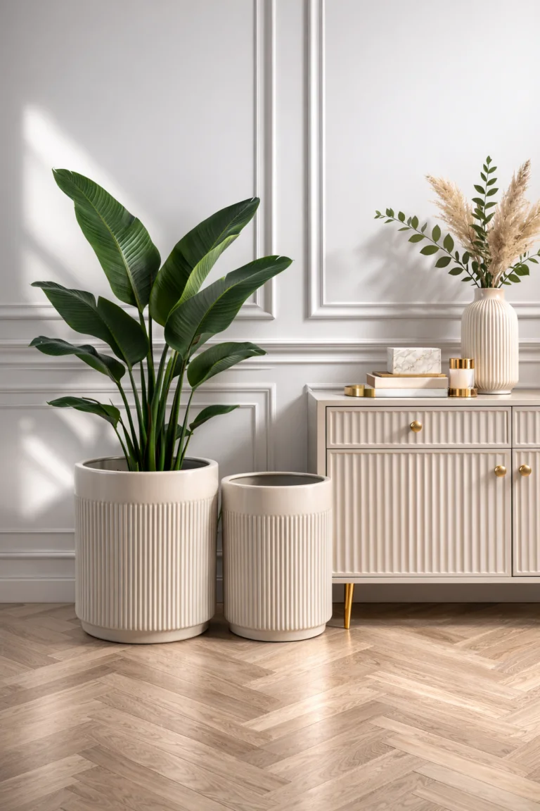 DONICE ceramiczne ryflowane, okrągłe, kaszmirowe, zestaw 3 sztuk, nowoczesne, piekne