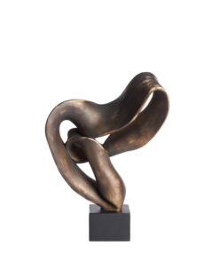 FIGURKA DEKORACYJNA Kajan o abstrakcyjnym kształcie w kolorze antycznego brązu, czarna, kwadratowa podstawa
