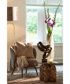 FIGURKA DEKORACYJNA Kajan o abstrakcyjnym kształcie w kolorze antycznego brązu, czarna, kwadratowa podstawa, piękna