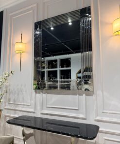 LUSTRO ŚCIENNE prostokątne Majesty w srebrnej ramie ze stali nierdzewnej, ciężkie i bardzo eleganckie, ekskluzywne