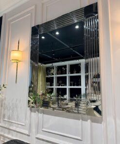 LUSTRO ŚCIENNE prostokątne Majesty w srebrnej ramie ze stali nierdzewnej, ciężkie i bardzo eleganckie, piękne