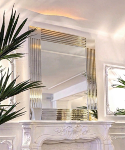 LUSTRO ŚCIENNE prostokątne Majesty w srebrnej ramie ze stali nierdzewnej, ciężkie i bardzo eleganckie