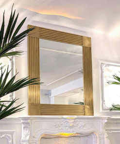 LUSTRO ŚCIENNE prostokątne Majesty w złotej, szczotkowanej ramie ze stali nierdzewnej, ciężkie i bardzo eleganckie