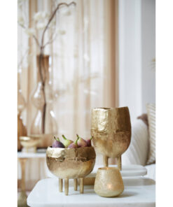 MISA Muxia na 4 nóżkach, okrągła, nieregularna faktura, złote blyszczące wykończenie, piękna