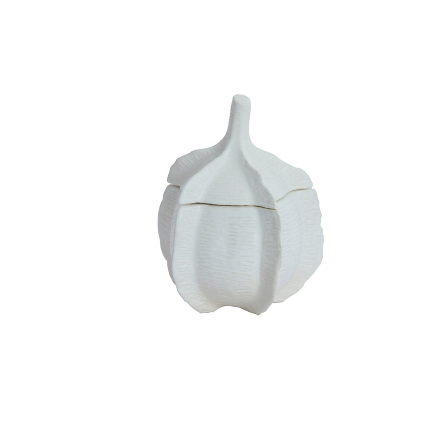 POJEMNIK DEKORACYJNY Sabara biały z podnoszonym wieczkiem, kształt dyni, nowoczesny styl