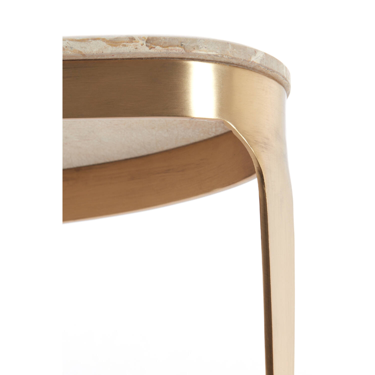 STOLIK KAWOWY Giulio o nieregularnym kształcie, na złotej szczotkowanej podstawie, marmurowy blat, nowoczesny styl, mały, designerski