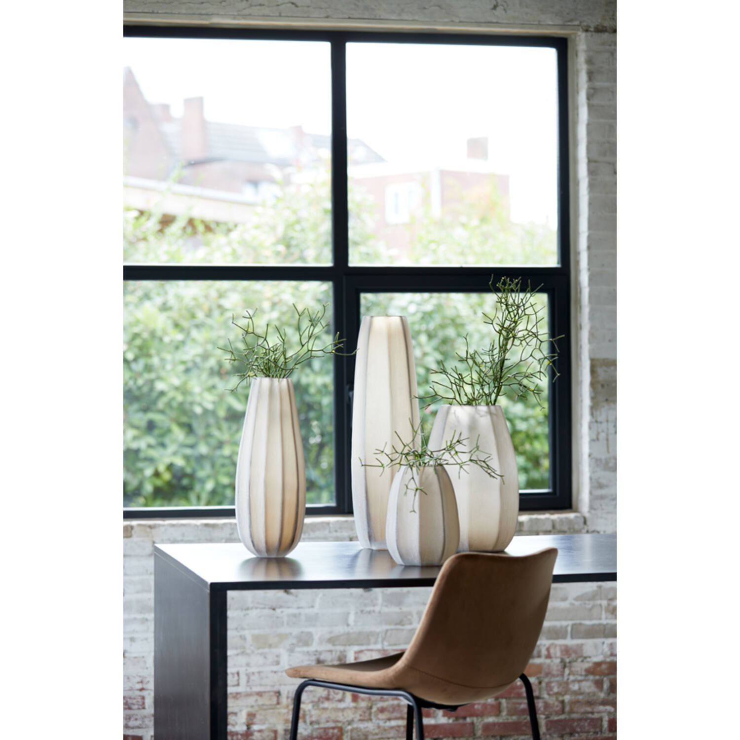 WAZON Bradley szklany, geometryczna forma, brązowo-szary, nowoczesny styl