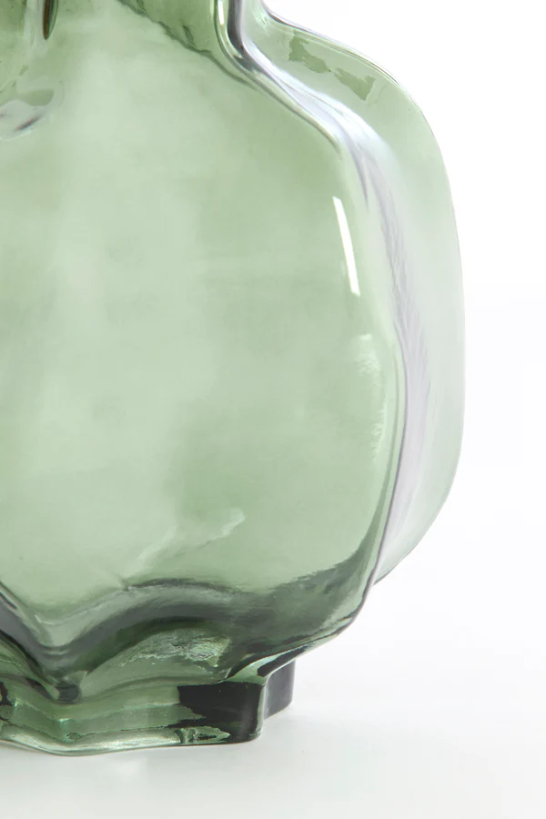 WAZON Falzes okrągły o nieregularnym kształcie, ciemnozielone przezroczyste szkło, nowoczesny styl, mały, ekskluzywny