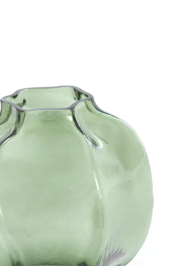 WAZON Falzes okrągły o nieregularnym kształcie, ciemnozielone przezroczyste szkło, nowoczesny styl, mały, piękny